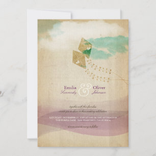 Whimsical Kites Summer Clouds Hochzeit Einladung