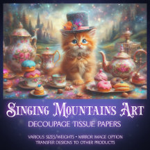 Whimsical Kitten Viktorianisch Tee Party Decoupage