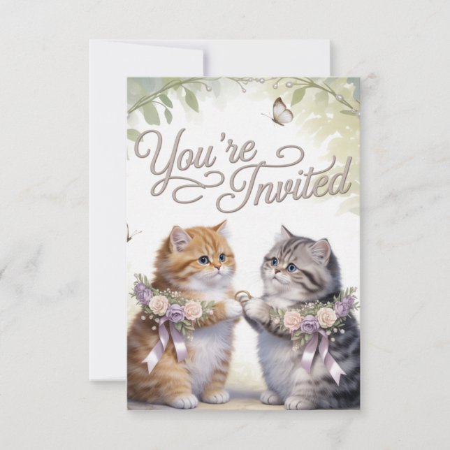 Whimsical Kitten Wedding Invitation  (Vorderseite)