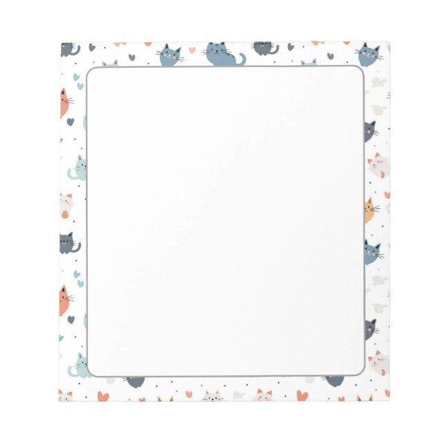 Whimsical Kitty Stationery Niedlich Cat Pattern Notizblock (Vorderseite)