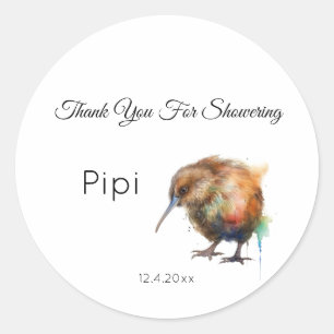 Whimsical Kiwi-Vogel-Baby-Party Süße Pipi Runder Aufkleber