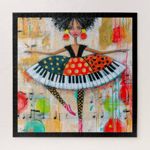 Whimsical Klaviertasten Musik Ballerina