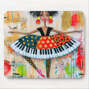 Whimsical Klaviertasten Musik Ballerina Mousepad