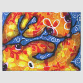 Whimsical Koi Goldfish Orange Floral Decoupage Seidenpapier