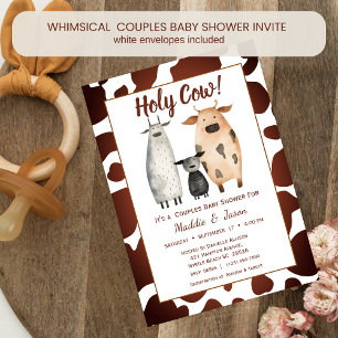 Whimsical Kuh Family Paares Thema Kinderdusche Einladung
