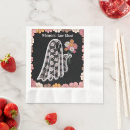 Whimsical Lace Ghost Illustration mit floral Serviette
