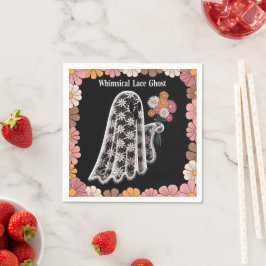 Whimsical Lace Ghost Illustration mit floral Serviette