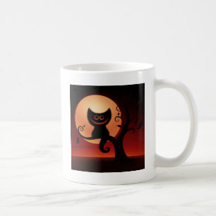 Whimsical lächelnd schwarze Katze Kaffeetasse