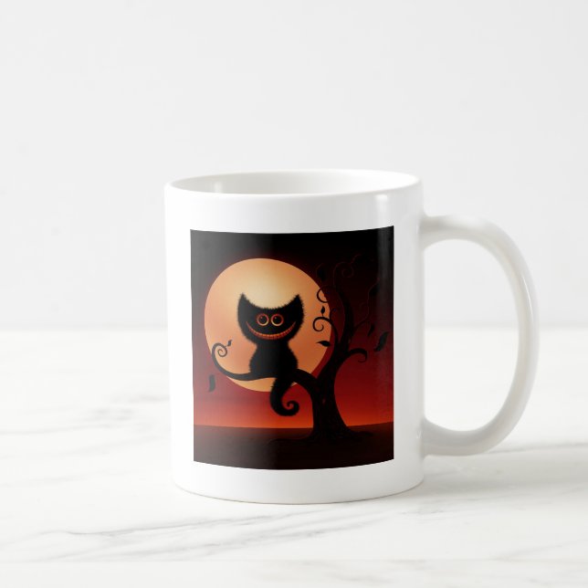 Whimsical lächelnd schwarze Katze Kaffeetasse (Rechts)