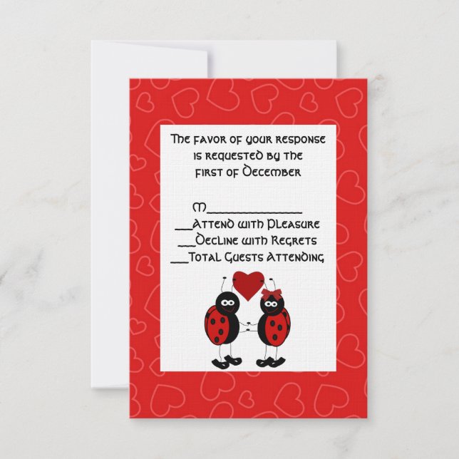 Whimsical Ladybug Wedding RSVP Card Karte (Vorderseite)