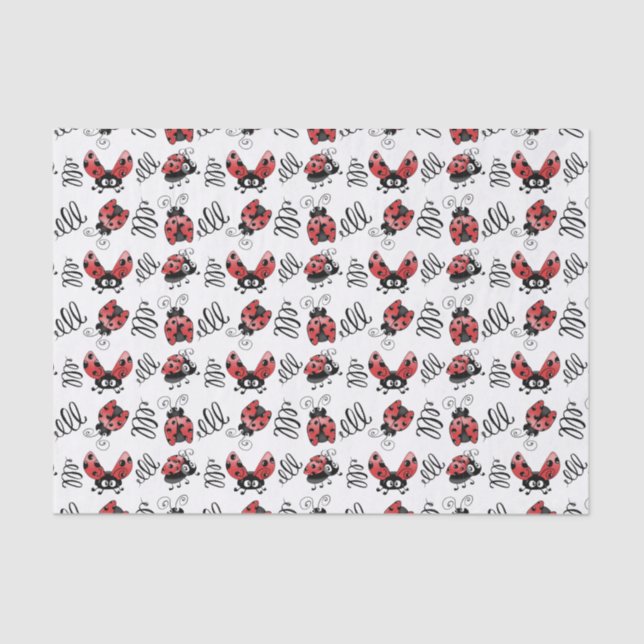 Whimsical Ladybugs and Squiggles Seidenpapier (Vorderseite)