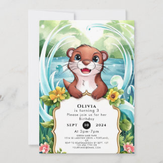 Whimsical Lake Otter Geburtstag Einladung