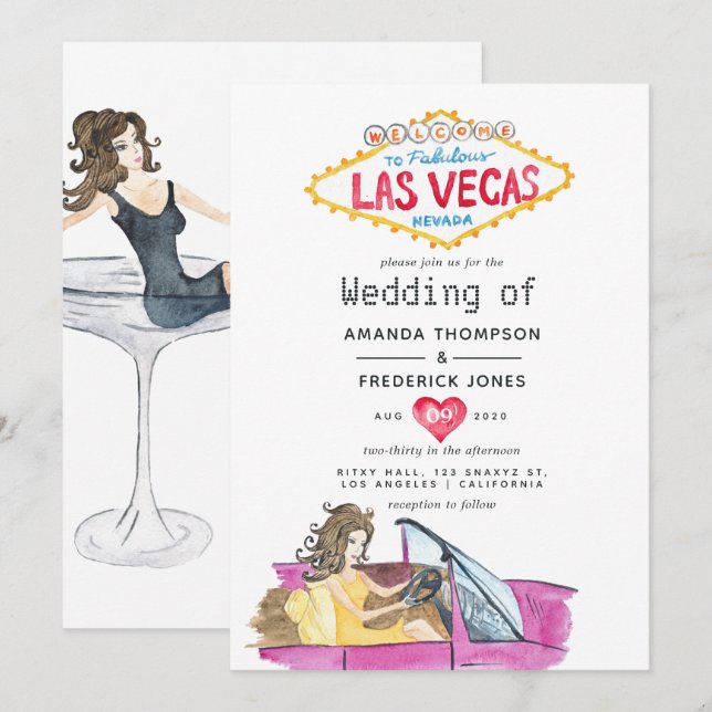 Whimsical Las Vegas Wedding Einladung (Vorne/Hinten)