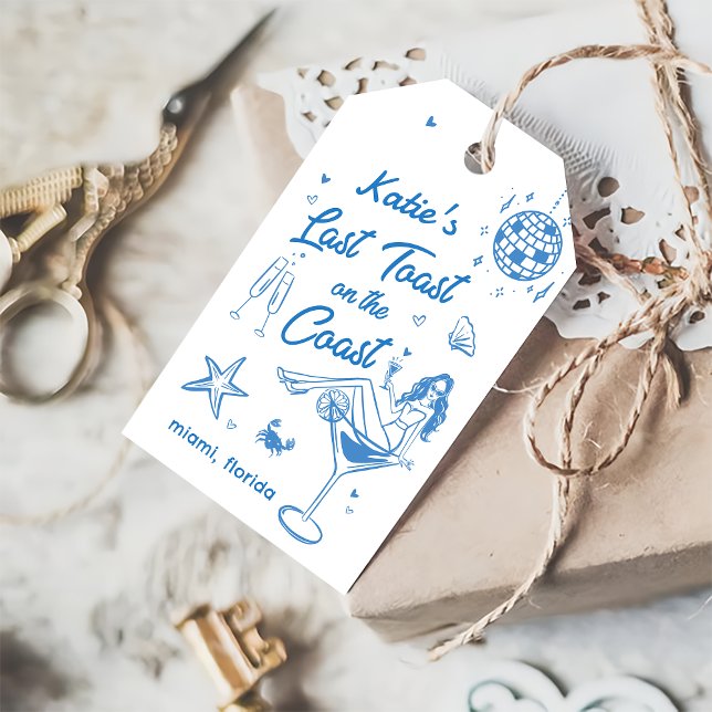 Whimsical Last Toast Coast Beach Bachelorette Geschenkanhänger (Von Creator hochgeladen)