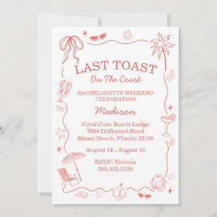 Whimsical Last Toast On The Coast Koralle Einladung