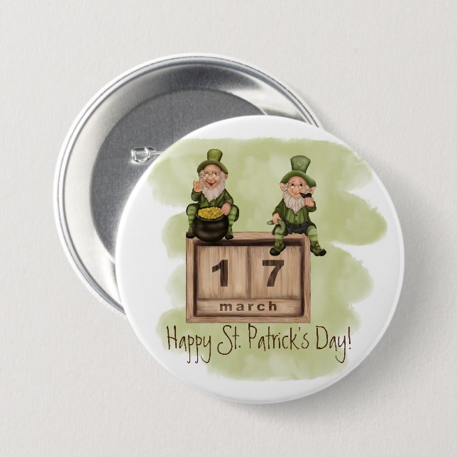 Whimsical Leprechauns St. Patrick's Day Button (Vorne & Hinten)