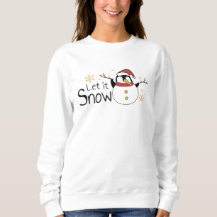 Whimsical Let It Snow Penguin Snowman   Weihnachte Sweatshirt
