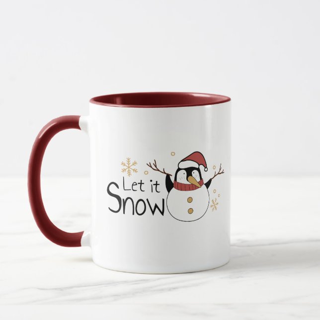 Whimsical Let It Snow Penguin Snowman | Weihnachte Tasse (Links)