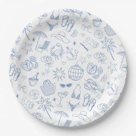 Whimsical letzten Toast an der Küste blau Pappteller