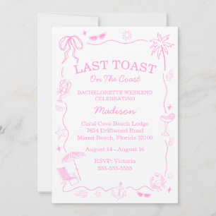 Whimsical letzten Toast auf der Küste rosa Einladung