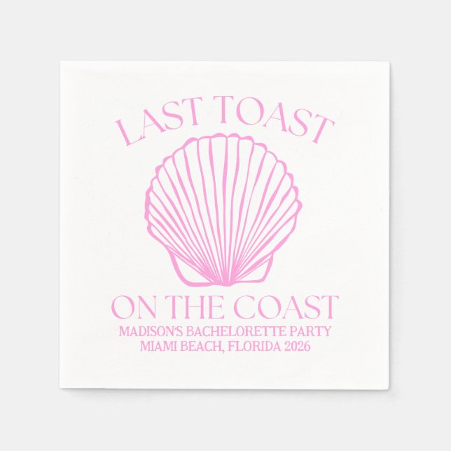 Whimsical letzten Toast auf der Küste rosa Serviette (Vorderseite)