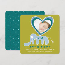 Whimsical Liebe Blue Elephant Foto Baby Boy Birth