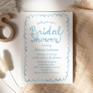 Whimsical Light Blue Watercolor Brautparty Einladung