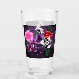 Whimsical Lila Black Pink Daisy Daffodil Glas