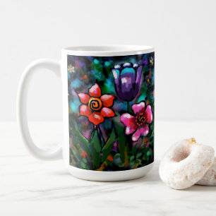 Whimsical Lila Blue Pink Blume Blume Kaffeetasse