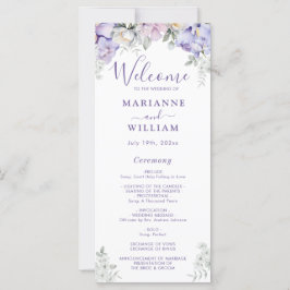 Whimsical Lila Floral Romantic Wedding Programm