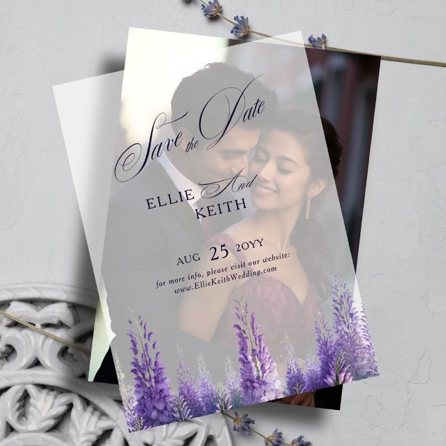 Whimsical Lila Floral Wedding Save the Date (Von Creator hochgeladen)