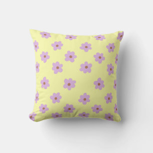 Whimsical Lila & gelb floral Retro, fröhlich, Kissen