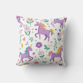 Whimsical Lila Girl Power Pattern Kissen