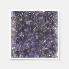Whimsical Lila Gold Moon Stars Kinderdusche Serviette