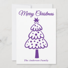 Whimsical Lila Hand gezogen Weihnachtsbaum Feiertagskarte