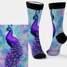 Whimsical Lila Peacock mit Schwanz Feathers Socken