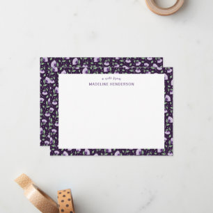 Whimsical Lila Sunblumen Dunkle Lila Monogramm Mitteilungskarte
