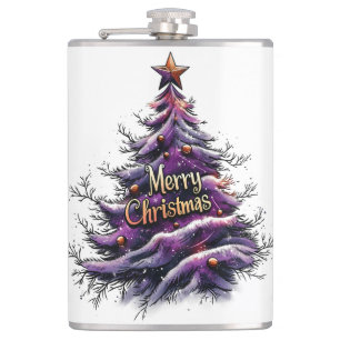 Whimsical Lila Weihnachtsbaumflasche Flachmann