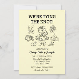Whimsical Line Art Mariage Invitation Jaune
