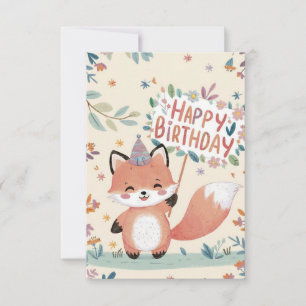 Whimsical Little Fox Geburtstag Karte