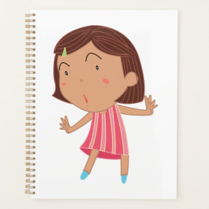 Whimsical Little Girl in Pink Striped Dress Planer