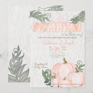 Whimsical Little Pumpkin Coral Baby Dusche Einladung