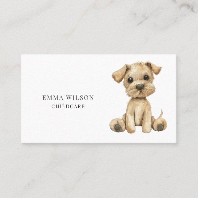 Whimsical Little Puppy Carte de visite de garderie (Devant)