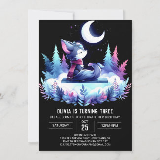 Whimsical Little Wolf Geburtstag Einladung