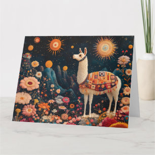 Whimsical Llama in einer zauberhaften, floralen La Karte