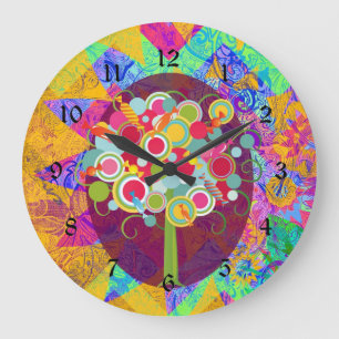 Whimsical Lollipop Candy Tree Abstrakte Un Große Wanduhr