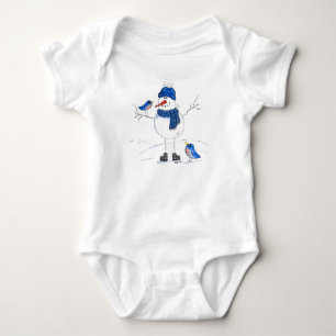 Whimsical Long Legged Snowman Baby Strampler