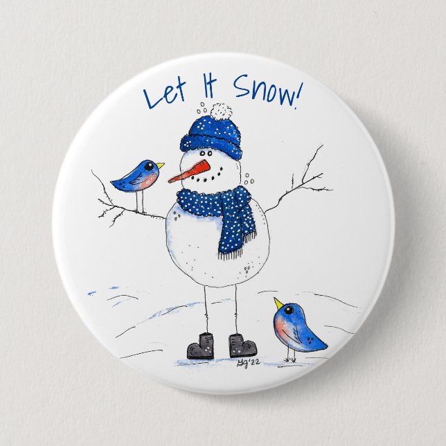 Whimsical Long Legged Snowman Button (Vorderseite)