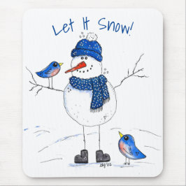 Whimsical Long Legged Snowman Mousepad