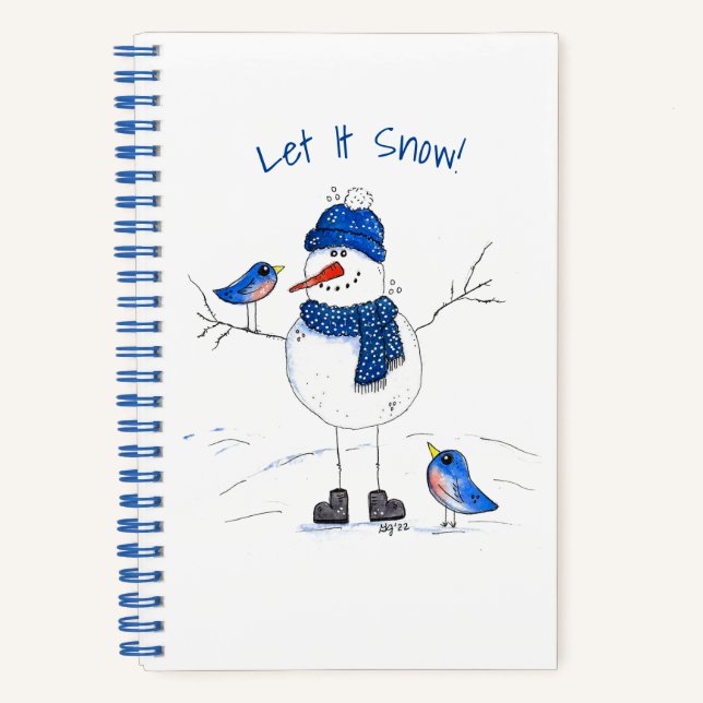 Whimsical Long Legged Snowman Notizbuch (Vorderseite)